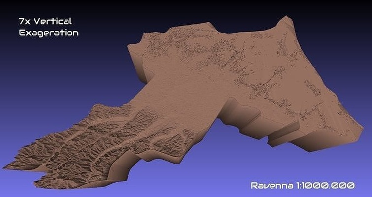 italy 3d map of ravenna provice 1 to 1000000 topography geography model print province hobby diy 3d print model - Mito3D