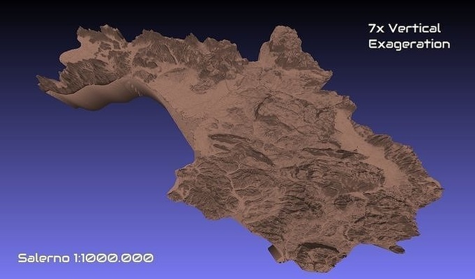 italy 3d map of salerno provice 1 to 1000000 topography geography model print province hobby diy 3d print model - Mito3D