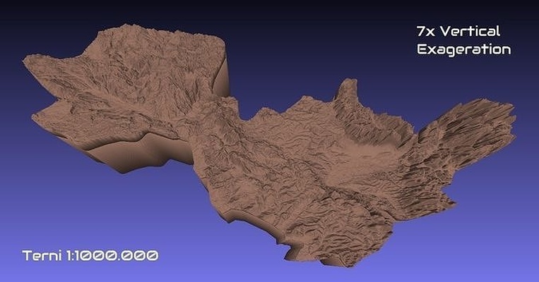 italy 3d map of terni provice 1 to 1000000 topography geography model print province hobby diy 3d print model - Mito3D