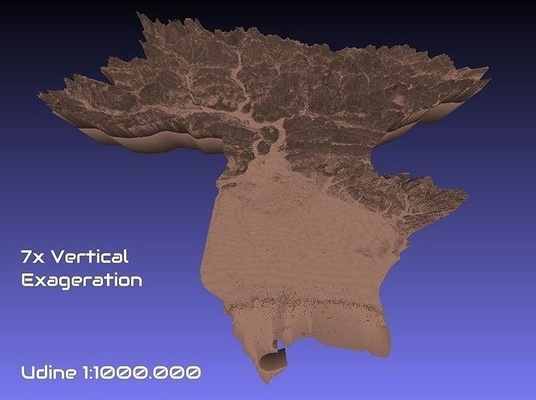 italien 3d karte of udine provinz 1 to 1000000 topographie geographie modell drucken hobby diy 3d print model - Mito3D