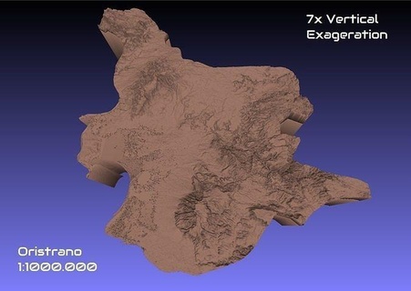 Italia 3d carta geografica oristrano provincia 1 1000000 topografia geografia modello Stampa Provincia passatempo Fai 3d print model - Mito3D