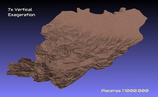 Italia 3d carta geografica piacenza provincia 1 1000000 topografia geografia modello Stampa Provincia passatempo Fai 3d print model - Mito3D