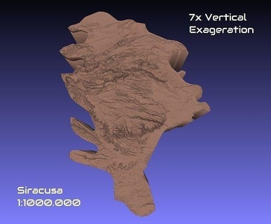 Italia 3d carta geografica siracusa provincia 1 1000000 topografia geografia modello Stampa Provincia passatempo Fai 3d print model - Mito3D