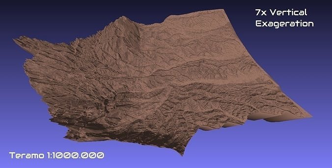 Itália 3d mapa Teramo província 1 1000000 topografia geografia modelo impressão passatempo faça 3D print model - Mito3D