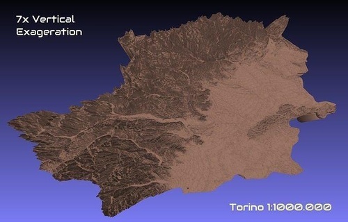 italy 3d map torino provice 1 1000000 topography geography model print province hobby diy 3d print model - Mito3D