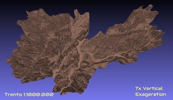 italy 3d map trento provice 1 1000000 topography geography model print province hobby diy 3d print model - Mito3D
