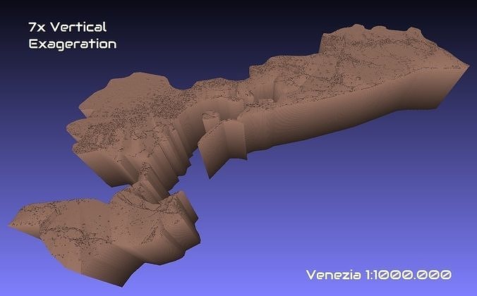 Italien 3d Karte Venedig Provinz 1 1000000 Topographie Geographie Modell drucken Hobby DIY 3D print model - Mito3D