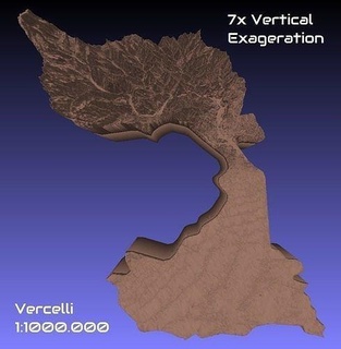 italy 3d map vercelli provice 1 1000000 topography geography model print province hobby diy 3d print model - Mito3D