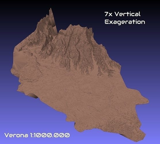 Italie 3d carte Vérone fournir 1 1000000 topographie géographie modèle impression Province loisir DIY 3D print model - Mito3D