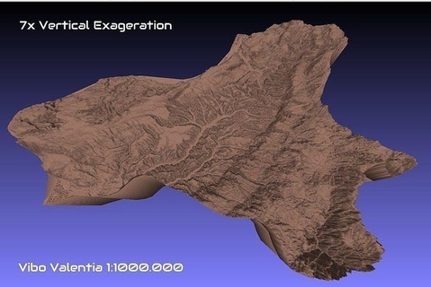 italy 3d map vibo valentia provice 1 1000000 topography geography 3d map model print italy province vibo valentia hobby diy hobby diy  3d print model - Mito3D