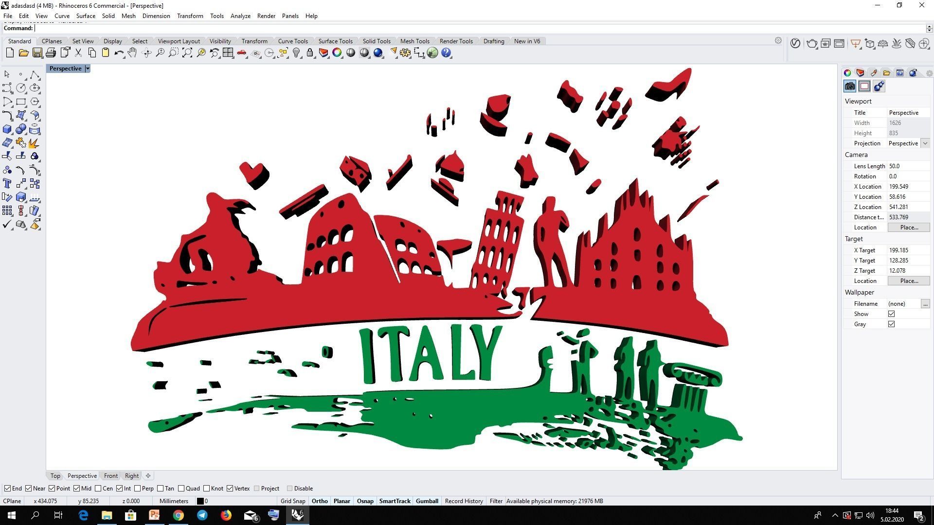 Italien-logo hobby-Heimwerker Italien logo 3d rhinoceros3d miling hobby diy andere 3D print model - Mito3D