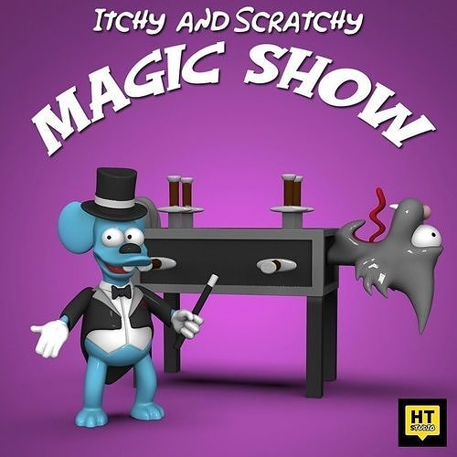 itchy scratchy magic show simpsons homer simpson character bart art cartoon springfield toy toys games companion esculpture mouse cat 3D print model - Mito3D