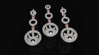 j boucles d'oreilles pendentifs n025 bijoux des d'argent blanc la livre sterling joyau brillant or diamant 3d print model - Mito3D