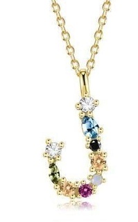 j letter pendant color stones diamond jewelry gem silver font printable necklace pendants 3d print model - Mito3D