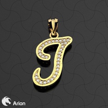 j harfi kolye, elmas takı kolye altın Gümüş taş mektup kadın lüks aşk kuyumcular 3d print model - Mito3D