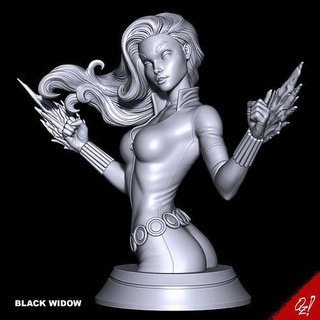 j scott campbells black widow bust statue jscampbell avengers marvel comics 3d printing character art sculptures 3d print model - Mito3D