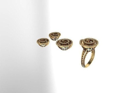 Jaali pendente impostato gioielleria lusso ricchezza nozze oro arte 3d print model - Mito3D