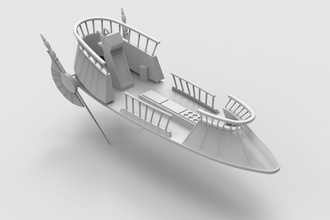 jabba hutt sand skiff ship 3d model cannon sciencefiction navy sea victory warfare toys spaceship war assault barge khehtanna milteray sail skywalker science engineering 3d print model - Mito3D