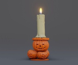 jack candlestick halloween gift decoration pumpkin spooky horror scary haunted lantern fantasy house monster mythological creature candle art sculptures 3d print model - Mito3D