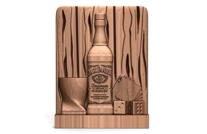 jack daniels cnc 2 arte artcam aspirare sollievo deco legna carveco segni loghi 3D print model - Mito3D