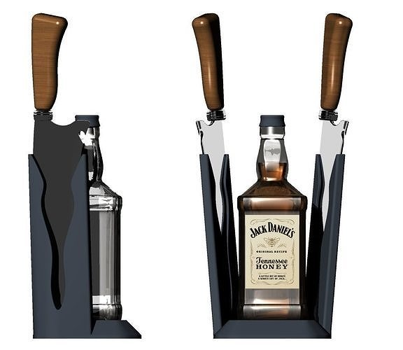 Jack Daniels Messer Whiskey Halter Unterstützung isoliert Flasche Scotch Alkohol Wein Cognac Rum Bar Champagner Glas Innere Möbel Lebensmittel Getränk Haus Dekor 3D print model - Mito3D