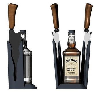 jack daniels knife whiskey holder isolated bottle scotch alcohol wine cognac rum bar champagne glass interior furniture food drink house decor 3d print model - Mito3D