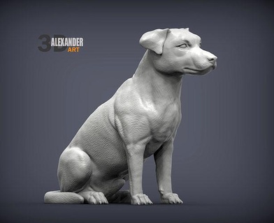 jack Russell terrier russel chien nature mammifère animal compagnie sculpture présent 3d impression modèle sculpter art sculptures statue 3d print model - Mito3D