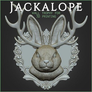 jackalope animale testa parete trofeo antico retrò arte decorazione montare natura domestico creatura telaio coniglio coniglietto Casa arredamento 3d print model - Mito3D