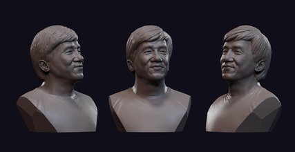 jackie chan busto 1 escultura hombre retrato arte esculturas 3d print model - Mito3D