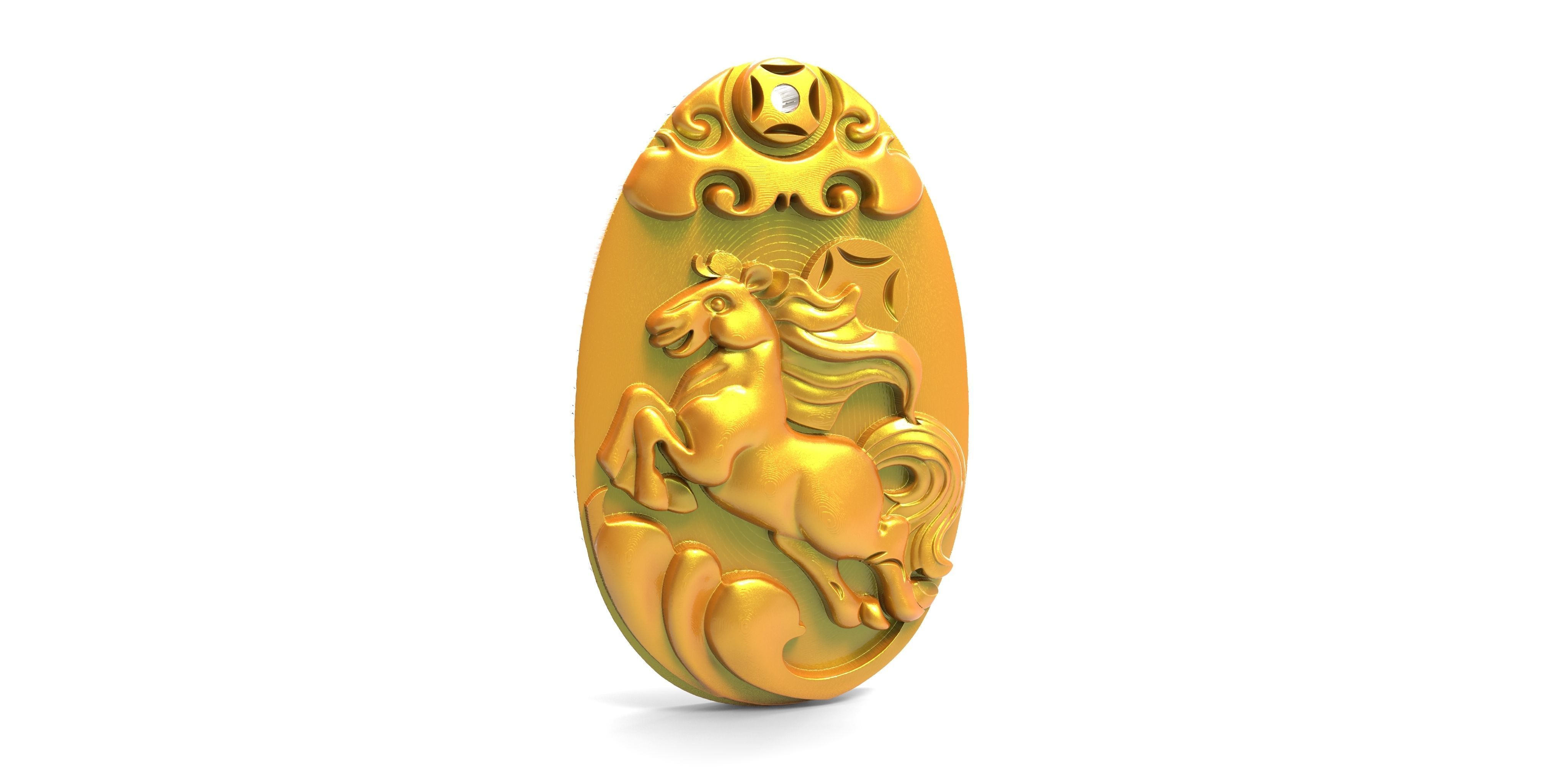 jade carving klassisch fibonacci golden schmuck mathematisch halskette dekorativ anhänger reihenfolge spiral pferd 3D print model - Mito3D