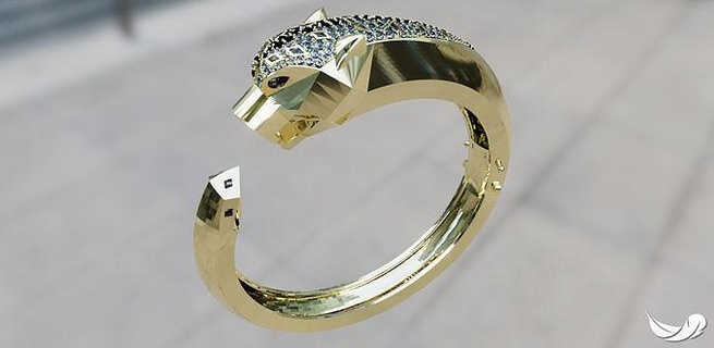 giaguaro braccialetto gioielleria oro argento stampabile gemma braccialetti 3d print model - Mito3D