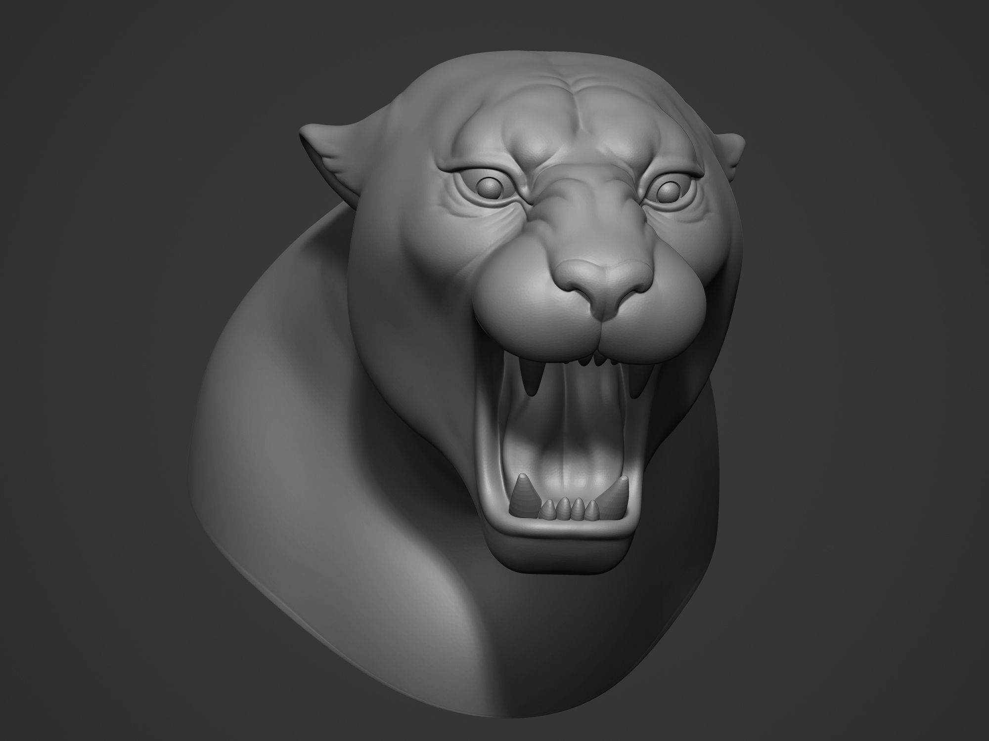 jaguar feroz expresión gato salvaje rugido pantera león leopardo Tigre Arte esculturas 3D print model - Mito3D