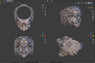jaguar warrior ring aztec skull jewel jewerly mexico mexican silver jewelry rings 3d print model - Mito3D