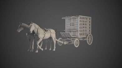 jail wagon slaves 3d print female girl woman cage miniature male roleplaying tabletop cart 28mm slave prison games toys board 3d print model - Mito3D