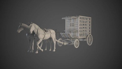 prison wagon esclaves 3d impression femelle fille femme cage miniature masculin jouer rôle table chariot 28mm esclave jeux jouets planche 3d print model - Mito3D