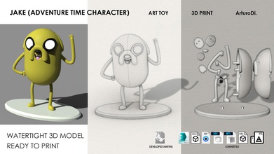 jake adventure time art toy 3dprint game cartoon adventuretime play statue sculpture figure games toys 3d print model - Mito3D