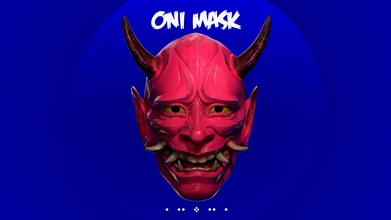 japon oni masque cosplay jouet visage tête halloween art collectionner casque japonais samouraï traditionnel satan horreur démon jeux jouets 3d print model - Mito3D