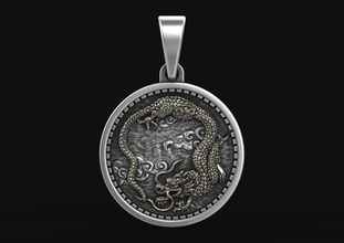 japanese dragon pendant jewelry jewellery japan asian design silver necklace creature printable mythology spiritual sea art gold cnc chinese china pendants 3d print model - Mito3D