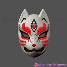 japonés zorro máscara demonio kitsune cosplay casco oni samurai disfraz 3d impresión modelo víspera santos cara japón juguetes accesorios proteccion juegos 3d print model - Mito3D