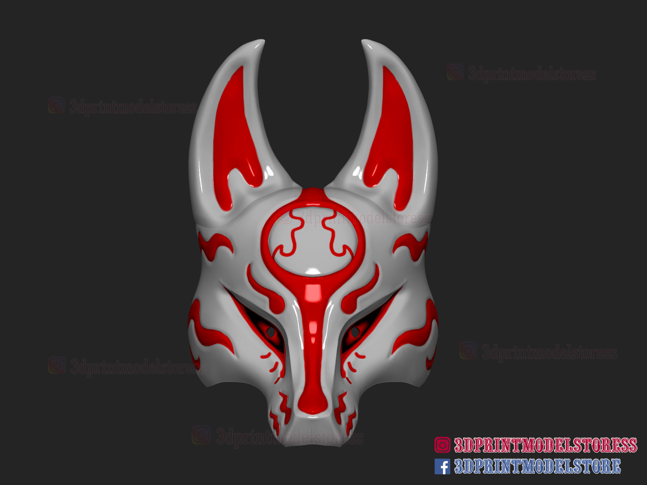 japonca kitsune tilki maske samuray oni cadılar bayramı stl noel retro anatomi japonya iblis kask kostüm oyunu rakamlar şekil canavar insan çin oyunlar oyuncaklar 3D print model - Mito3D