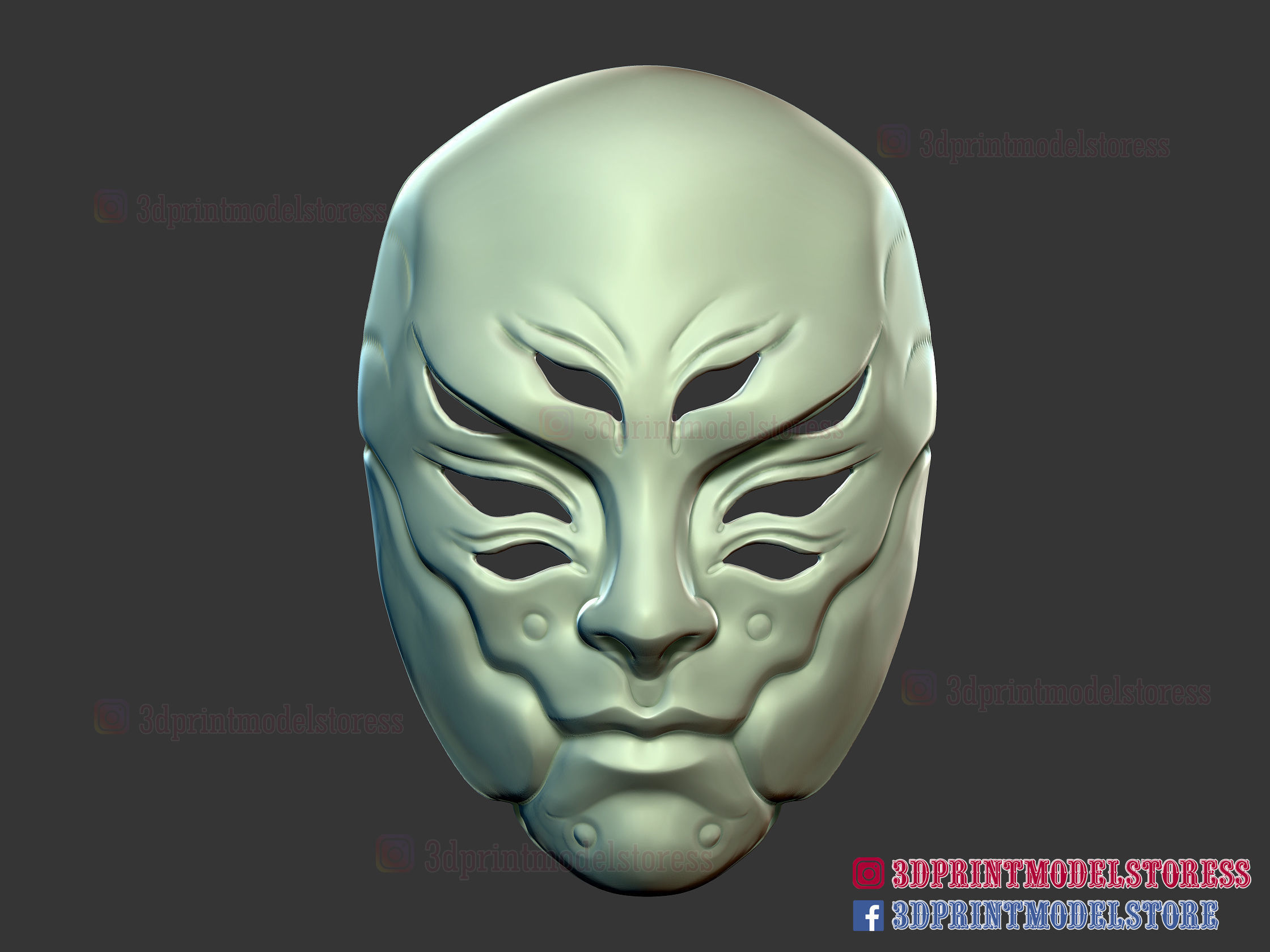 japonais kitsune fantôme masque samouraï oni halloween costume cyberpunk robot mécanique of tsushima chevalier renard japon démon cosplay bande dessinée cyborg humain visage horreur monstre jeux jouets 3D print model - Mito3D