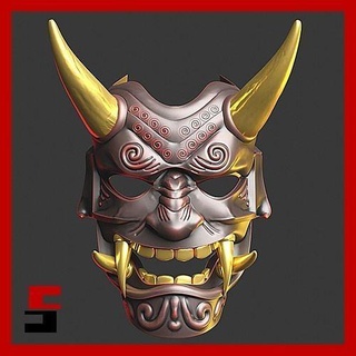 Japonca oni maske Japonca maske oni stl 3d Yazdır Sanat Onimask japanesemask sorun maskesi moda 3d print model - Mito3D