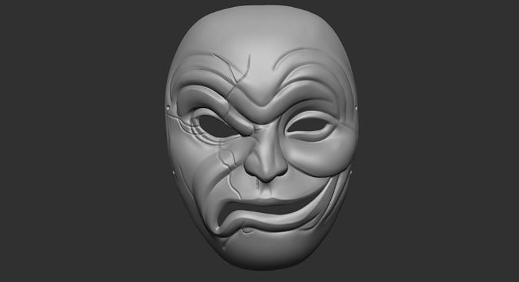 japanisch traditionell gesicht maske japan samurai charakter spiel 3dmodel dämon kunst asiatisch spiele oni cosplay mode 3d print model - Mito3D