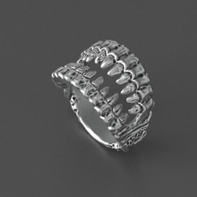 ganasce anello gioielli le mascelle argento shark mare anatomica stampabile colonna vertebrale oro fang uomo mans anelli 3d print model - Mito3D