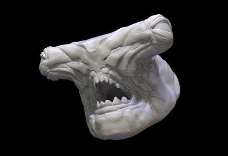 queixoso cabeça esculpir Tubarão oceano peixe monstro criatura embaixo agua inimigo vilão miniaturas martelo arte esculturas 3d print model - Mito3D