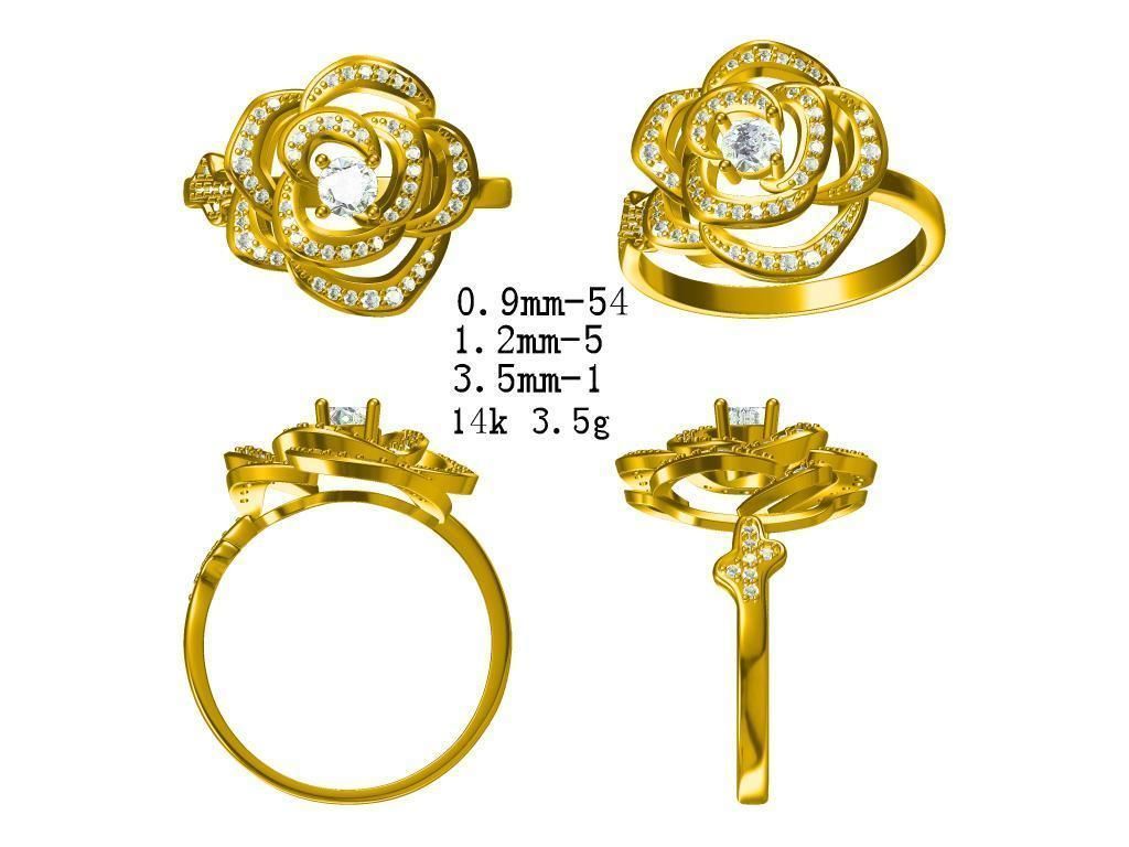 jcd personalized diamond sunflower ring esign price custom jewelry engagement rings wedding platinum silver 3D print model - Mito3D