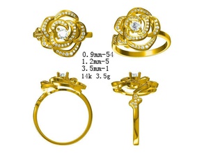 jcd personalized diamond sunflower ring esign price custom jewelry engagement rings wedding platinum silver 3d print model - Mito3D