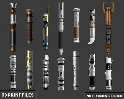 jedi fallen order 14 lightsaber collection - 3d printable star wars diy sword hobby laser sith tapal kestis customizable chassis burrito prop cosplay 3d print model - Mito3D