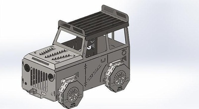 jeep fire pit dxf step barbecue laser cutting firepit feuerstelle feuertonne solidworks sheet metal metalart art design bbq grill cnc house furniture 3d print model - Mito3D