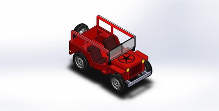 jeep model car toycar vehicle racing tire rubber red metal rim industrial toy 3d 3dprinter solidworks sldprt sldasm suv truck offroad games toys 3d print model - Mito3D